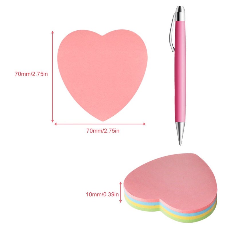 GTHER 4PCS Heart Shaped Sticky Notes, Colored Sticky Notes Pink Red Blue Cute Fun Love Self-Adhesive Note for Kids School Classroom Office College (Heart) - Image 5